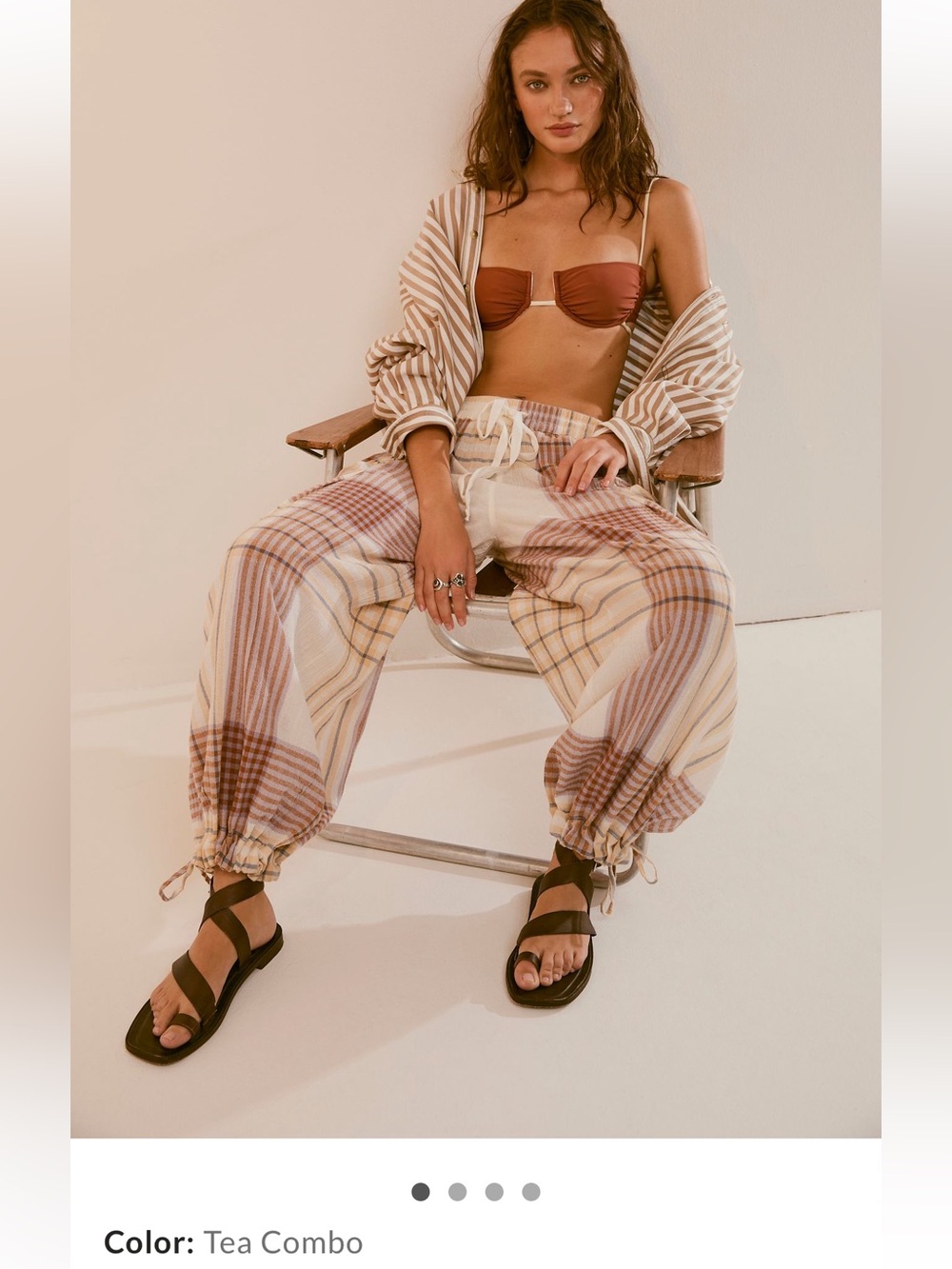 Free People Crafted Cargo Pants in Tea Combo Plaid